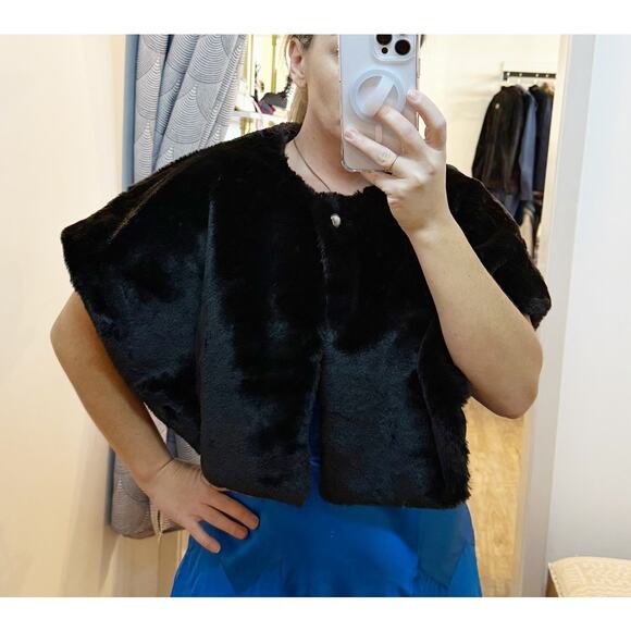 Talbots Jackets & Blazers - Talbots Faux Fur Cropped Shrug Vest Black Medium